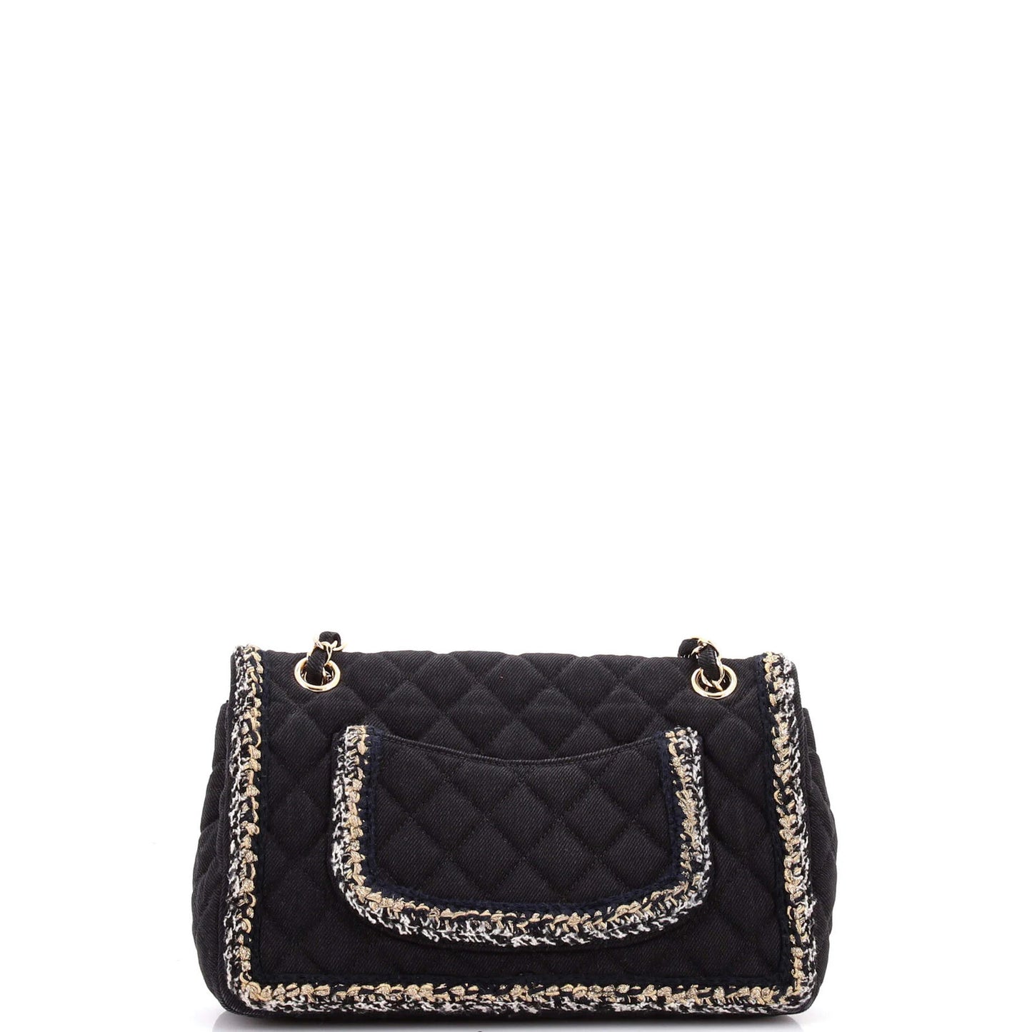 Chanel Classic Single Flap Bag Braided Quilted Denim Medium