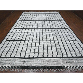 10'X14' Ivory Hand Knotted Moroccan Weave Segment Design Oriental Rug