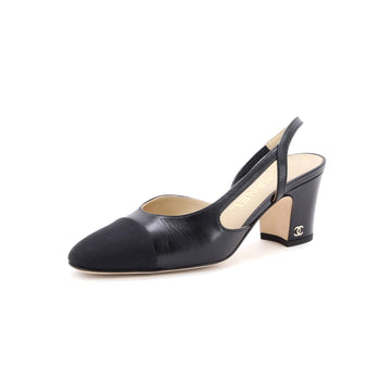 Chanel Womens Cap Toe Slingback Pumps Leather
