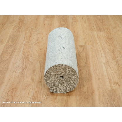 2'7"X22' Gray Modern Design Hand Spun Wool Hand Knotted Xl Runner Rug