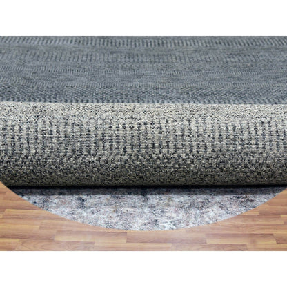 14'X14' Ellie Gray Hand Knotted Plain Modern Grass Design Wool Round Rug