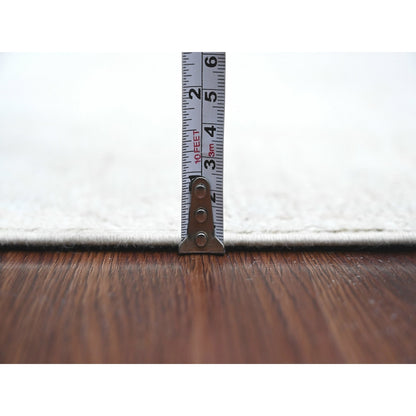 2'10"X9'7" White Afghan Angora Oushak Hand Knotted 100% Wool Runner Rug