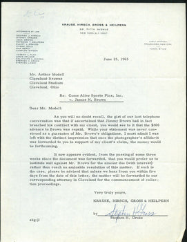June 25, 1965 Series Of Letters To  Browns Art