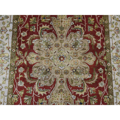 2'4"X11'5" Barn Red Kishoon Revival Wool Hand Knotted 300 Kpsi Runner Rug