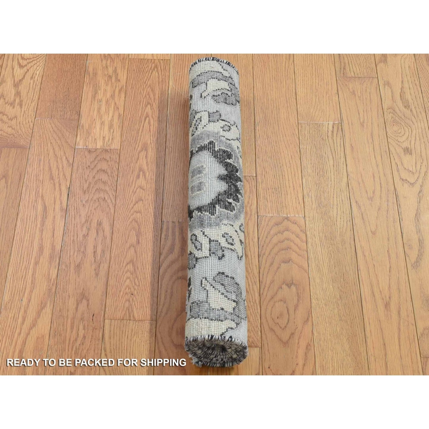 2'1"X3'1" Ivory Wool Oushak Design Hand Knotted Sample Fragment Mat Rug