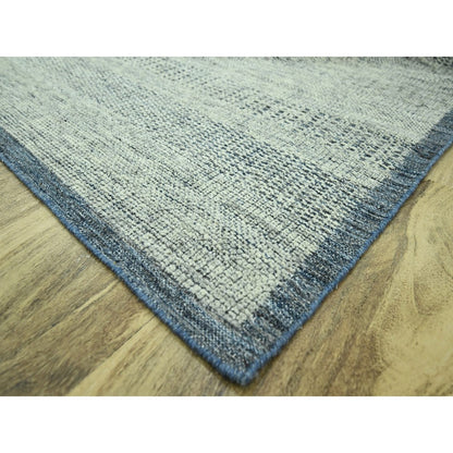 10'X13'9" Blue Distressed Rug Hand Knotted Pure Wool Oxidized Grass Design