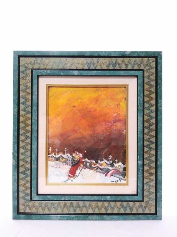 Guy Rocagel Original Oil Painting French Christmas Noel Village Signed