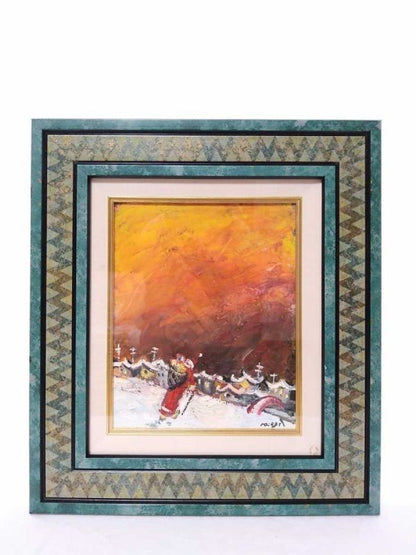 Guy Rocagel Original Oil Painting French Christmas Noel Village Signed
