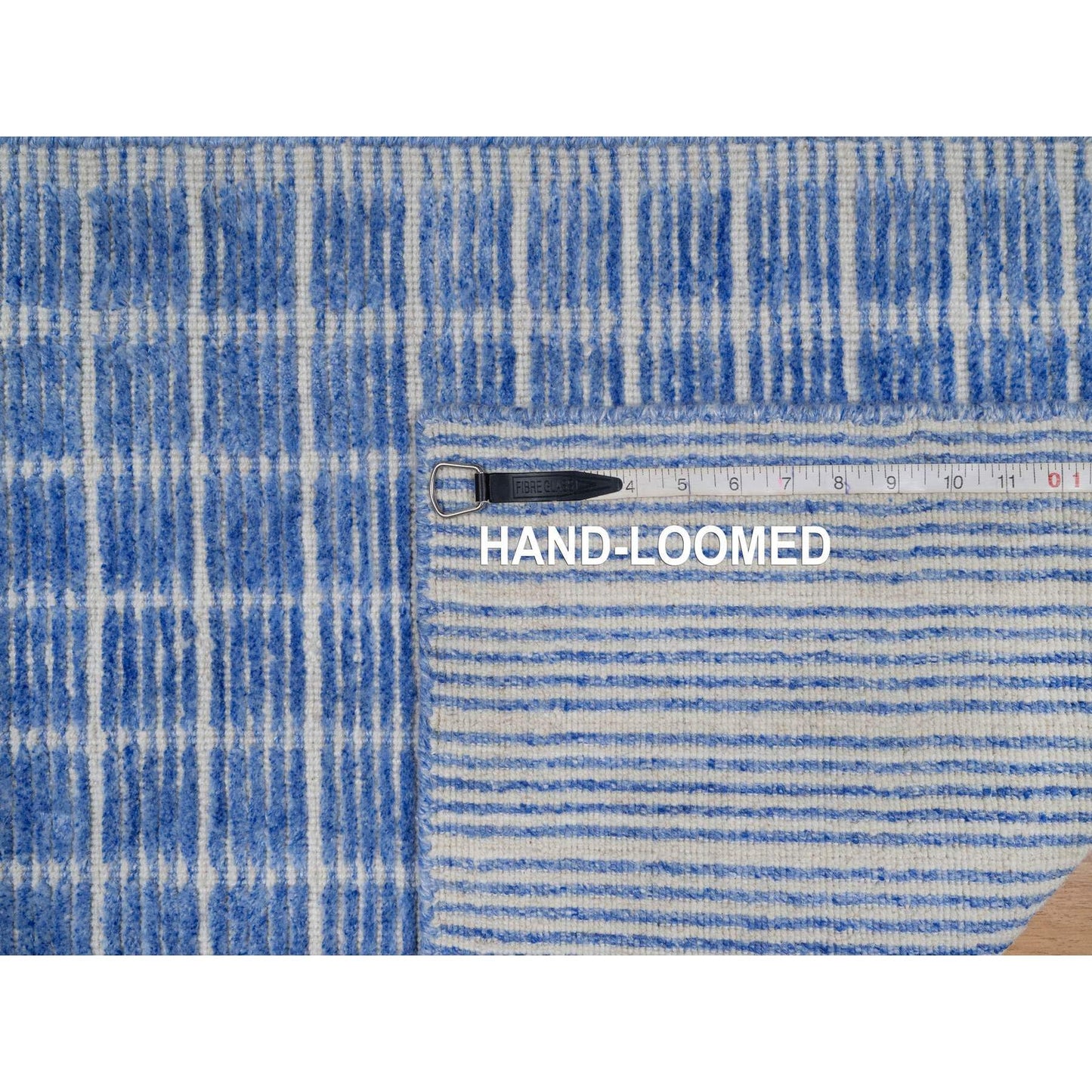 2'1"X3'1" Blue Modern Plain Decor Box Design Pure Wool Loomed Knotted Rug