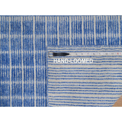 2'1"X3'1" Blue Modern Plain Decor Box Design Pure Wool Loomed Knotted Rug