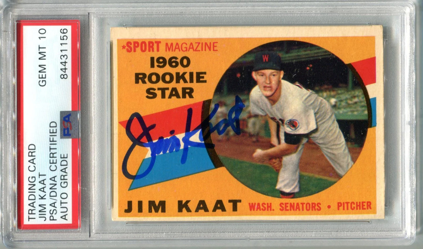 Jim Kaat 1960 Topps #136 Rookie Star Psa Auto Gem Mt 10 Rc
