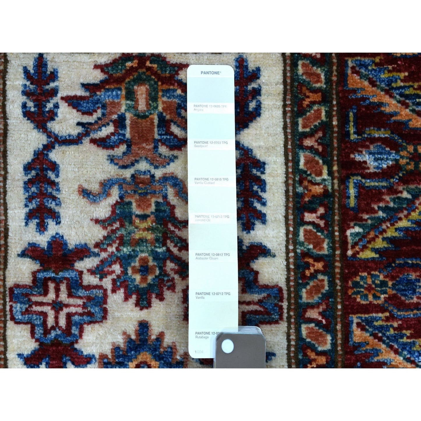 2'1"X2'10" Hand Knotted Super Kazak Soft Afghan Wool Ivory Mat Rug
