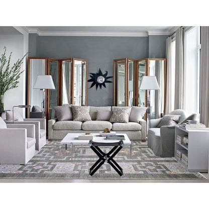 9'10"X13'8" Cloud Gray Fine Peshawar Wool Hand Knotted Oriental Rug