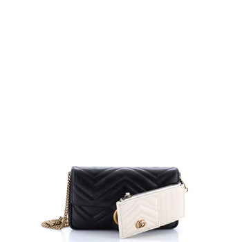 Gucci Gg Marmont Wallet On Chain Matelasse Leather Mini