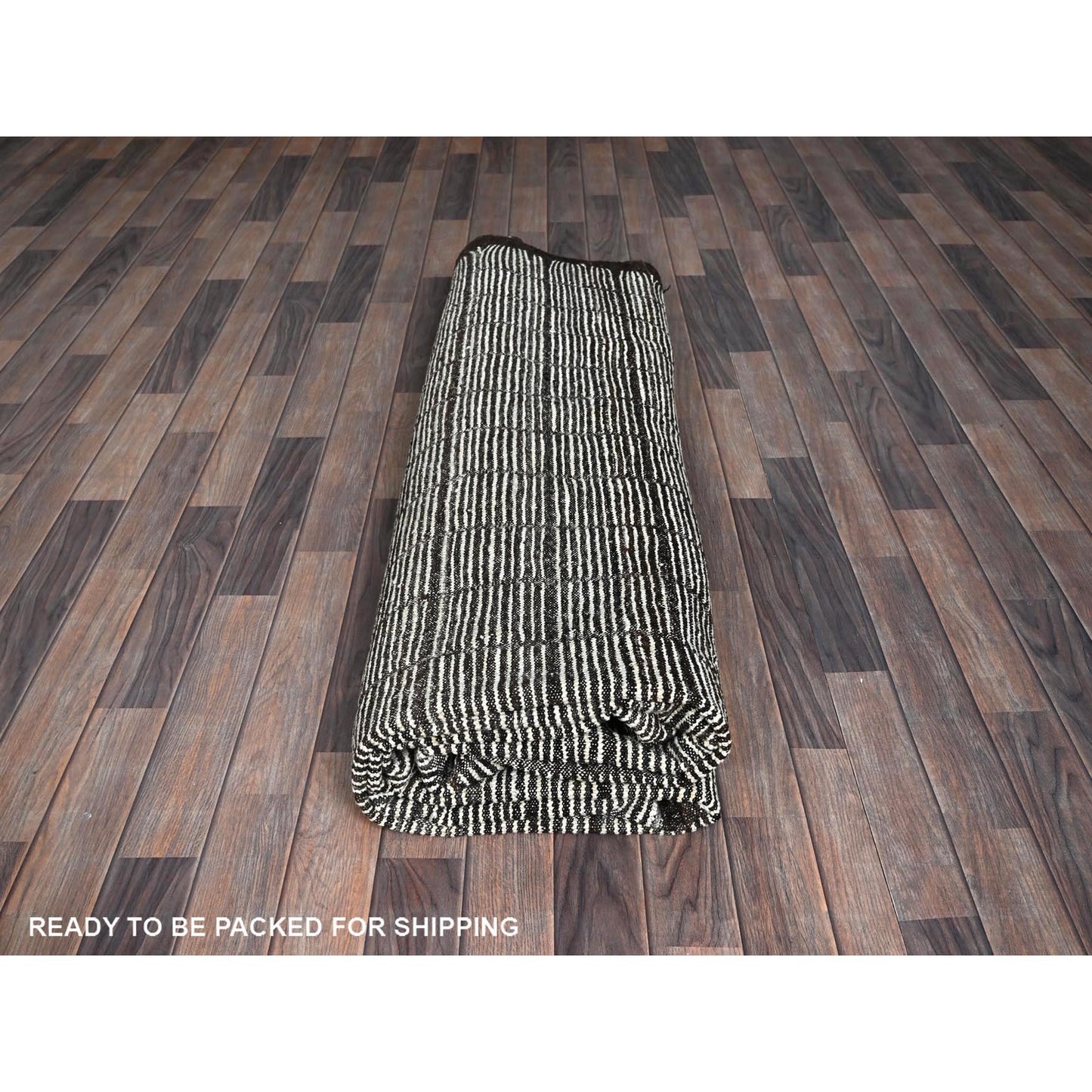 9'6"X11'8" White Moroccan Weave With Box Design 100% Wool Hand Knotted Rug