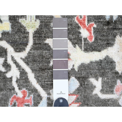7'X12'3" Black Afghan Angora Oushak Hand Knotted 100% Wool Runner Rug
