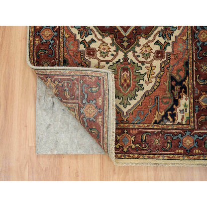 2'6"X18' Ivory Wool Heris Re-Creation Hand Knotted Xl Runner Oriental Rug
