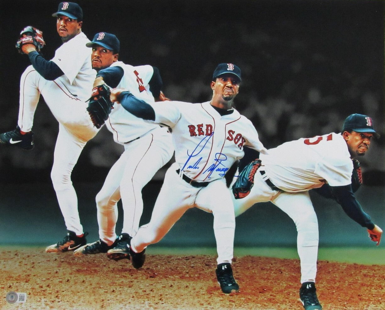 Pedro Martinez Hof Autographed 16X20 Photo Boston Red Sox Beckett 176570