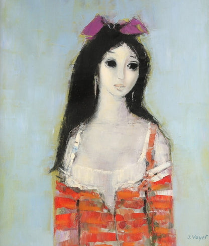Jacques Voyet (French) Signed Original Painting Oil On Canvas Framed - Girl