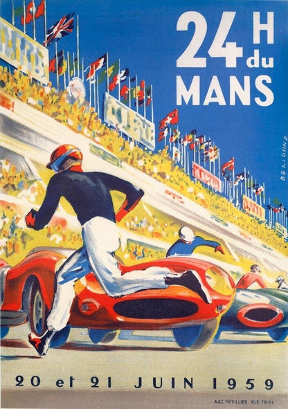 24 Hours Of Lemans 1959 24 Heures Du Mans Michel Beligond Vintage Race Poster