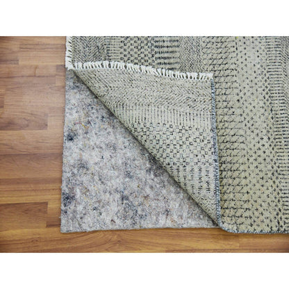 2'6"X16' Pastel Gray Hand Knotted Grass Design Wool Undyed Xl Runner Rug