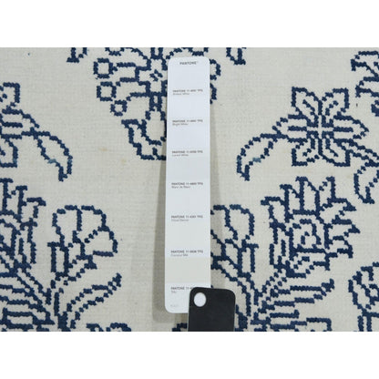 8'X9'9" Ivory Hand Knotted 100% Cotton Agra Design Rug