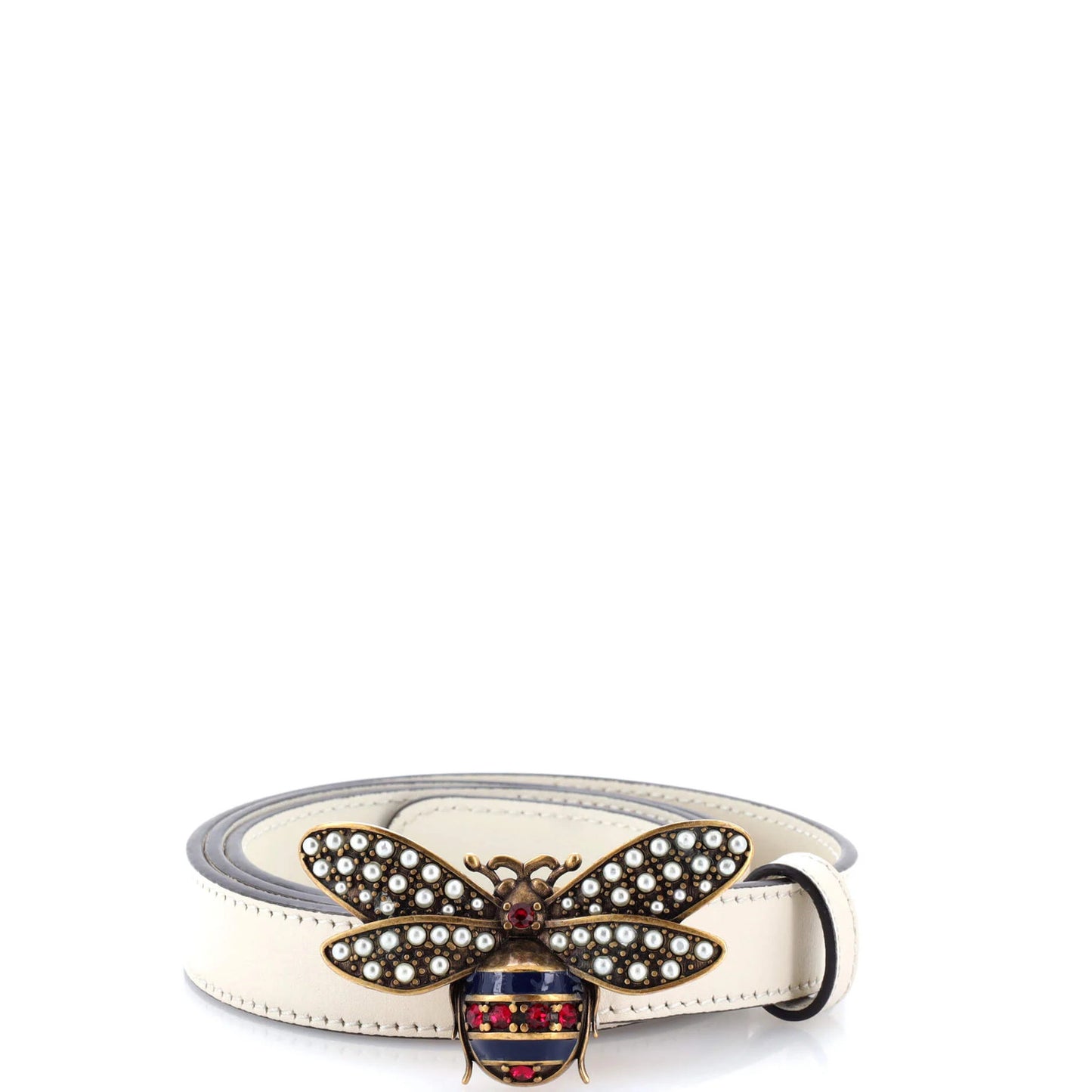 Gucci Queen Margaret Bee Belt Leather Thin