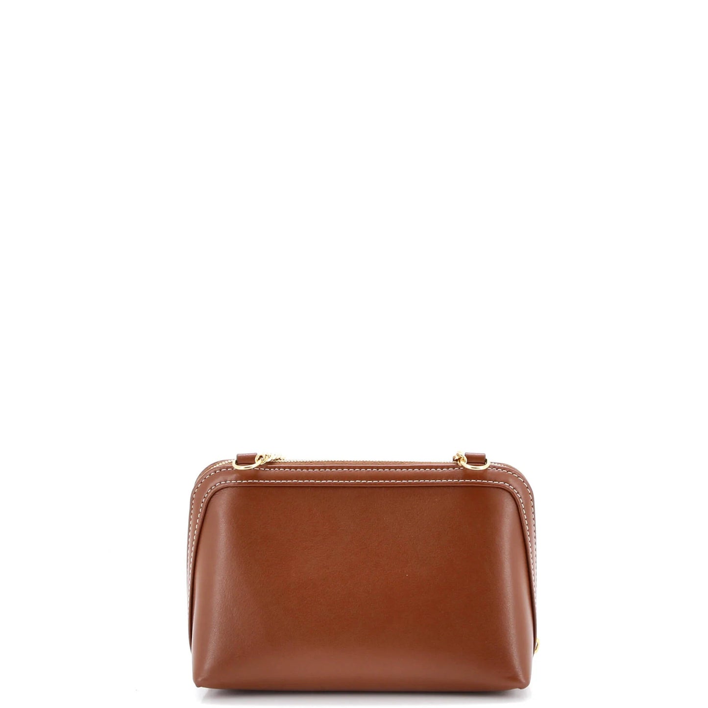 Celine Cuir Triomphe Zip Around Chain Clutch Leather