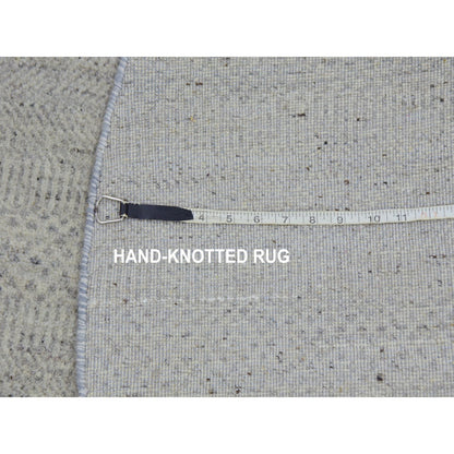 Rug 5'x5' Perfect Gray Undyed Wool Hand Knotted Grass Design Round