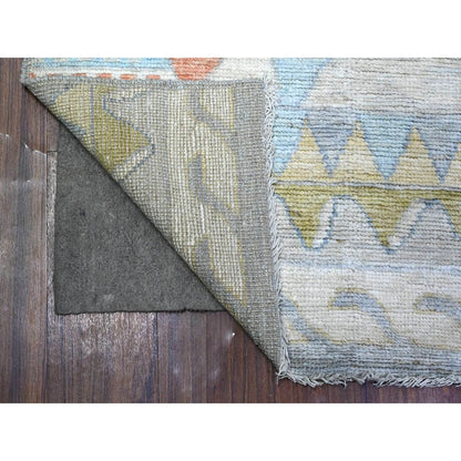 3'1"X9'5" Silver Hand Knotted Anatolian Village Inspired Wool Rug