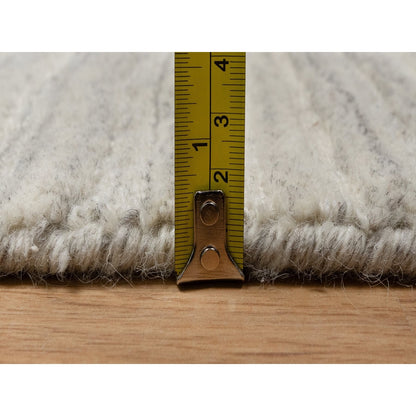 2'5"X8' Beige Plain Modern Design Undyed Pure Wool Hand Loomed Runner Rug