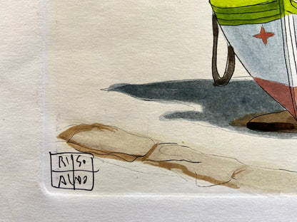 Aldo Riso 'Boats On The Shore' Stunning Hand
