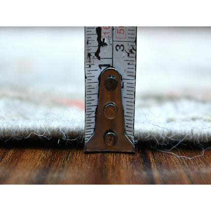 2'7"X9'8" Hand Knotted Gray Afghan Angora Oushak Pure Wool Oriental Rug