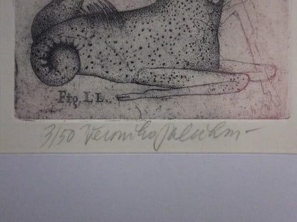 Veronika Paleckova "Capricornus" Signed Etching Limited 50 Zodiac Czech Art