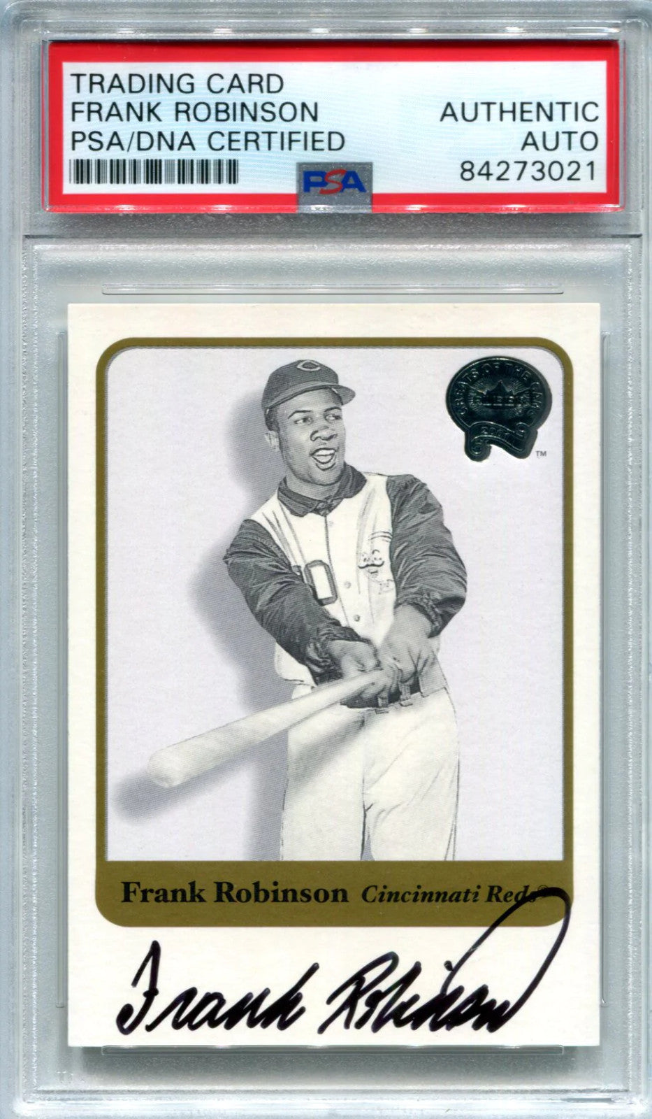 Frank Robinson Autographed 2001 Fleer Greats Of The Game Card (Psa)