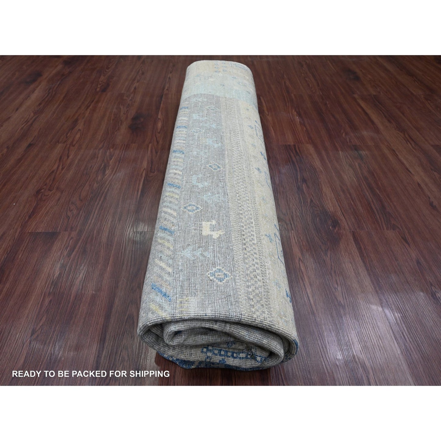 8'X8' Gray Hand Knotted Kashkuli Animal Figurines Soft Wool Square Rug