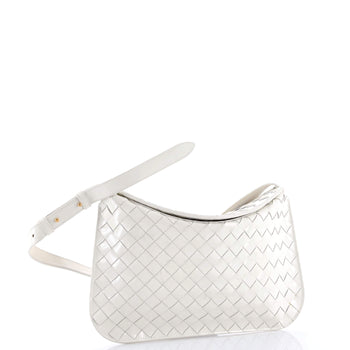 Bottega Veneta Cradle Fold Over Shoulder Bag Intrecciato Leather