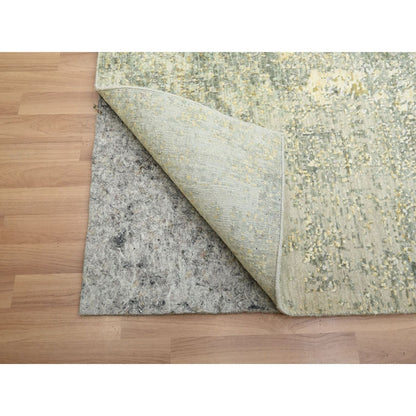 8'X10'1" Sage Green Abstract With Galaxy Design Wool Hand Knotted Rug