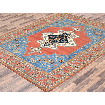 12'X14'7" Imperial Red Afghan Peshawar Heris Wool Hand Knotted Rug