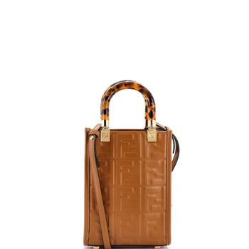 Fendi Sunshine Shopper Tote Zucca Embossed Leather Mini