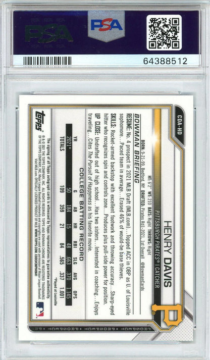 Henry Davis Autographed 2021 Bowman Draft Chrome
