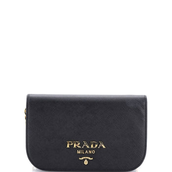 Prada Convertible Flap Clutch Saffiano Leather Small