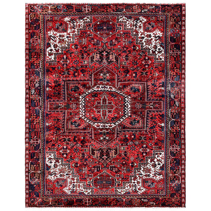 10'X12'10" Red Vintage Zoroastrian Heris Wool Hand Knotted Rug