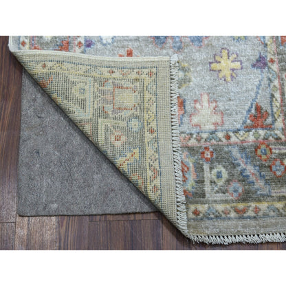 2'5"X17'1" Shiny Wool Hand Knotted Gray Angora Oushak Xl Runner Rug