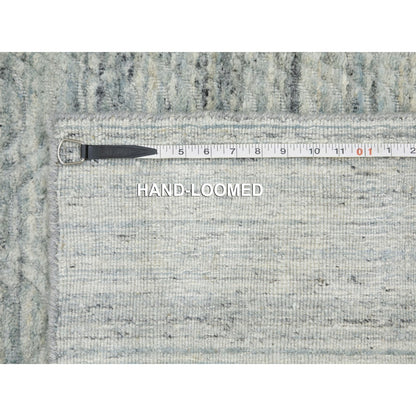 2'6"X7'10" Green Variegated Design Hand Loomed Wool Modern Runner Rug