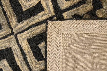 Hand-Tufted Dark Gray Geometric Rug Modern Area
