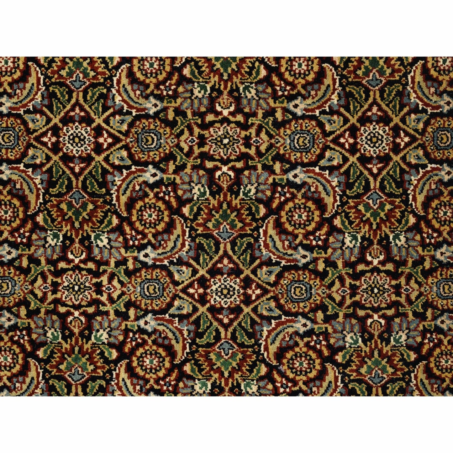 3'2"X5' Hand Knotted Herati New Zealand Wool 250 Kpsi Black Oriental Rug