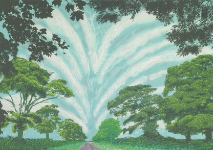 David Hockney Summer Sky " Offset Lithograph Pop Art Green Blue