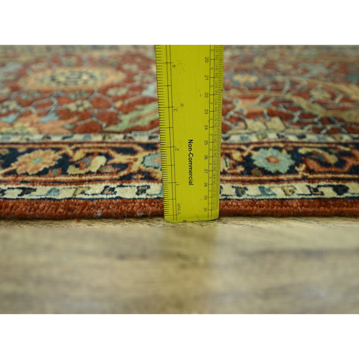 2'6"X12' Brick Red Heris All Over Design Hand Knotted All Wool Runner Rug