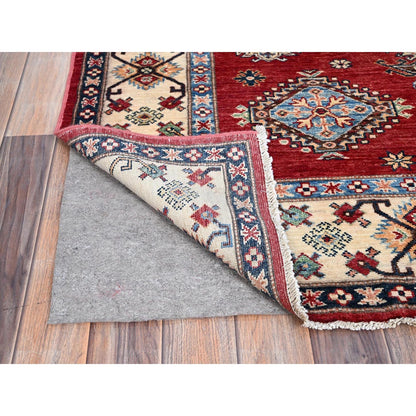 6'X8'8" Fire Brick Red Wool Tribal Super Kazak Hand Knotted Oriental Rug